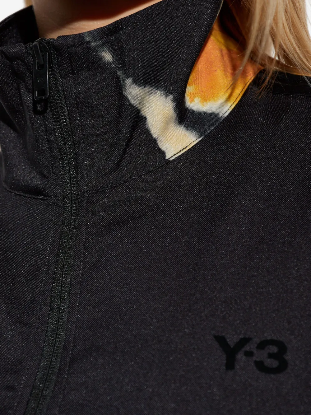 Y-3 Abstract-print Zip-up Jacket In Black