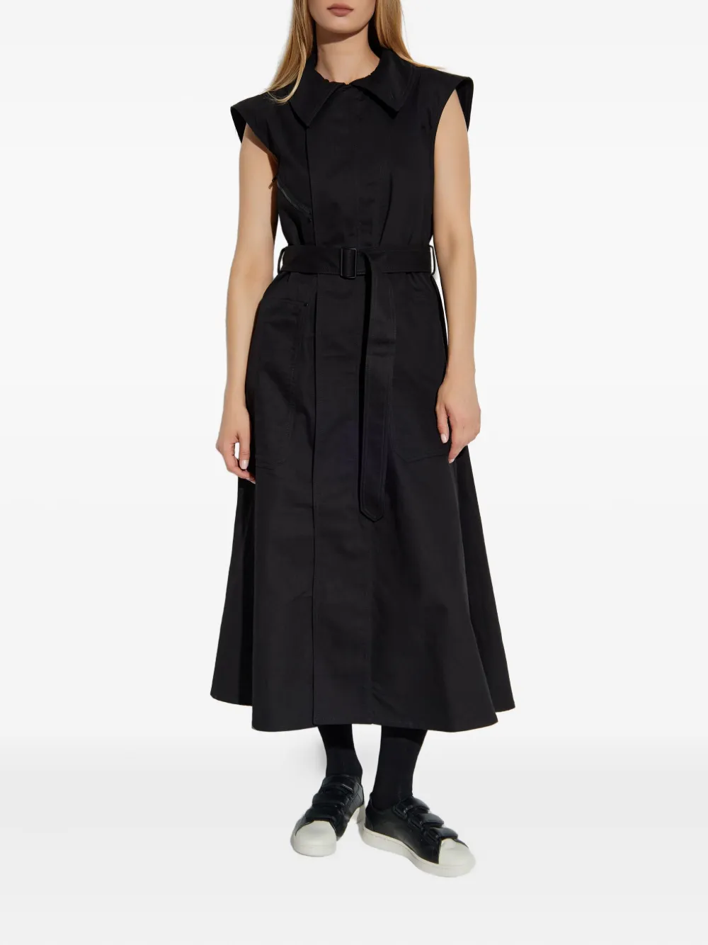 Y-3 Zip-detail Belted Dress In Black