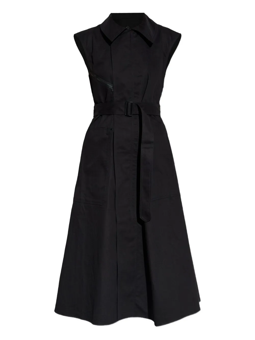 Y-3 Zip-detail Belted Dress In Black