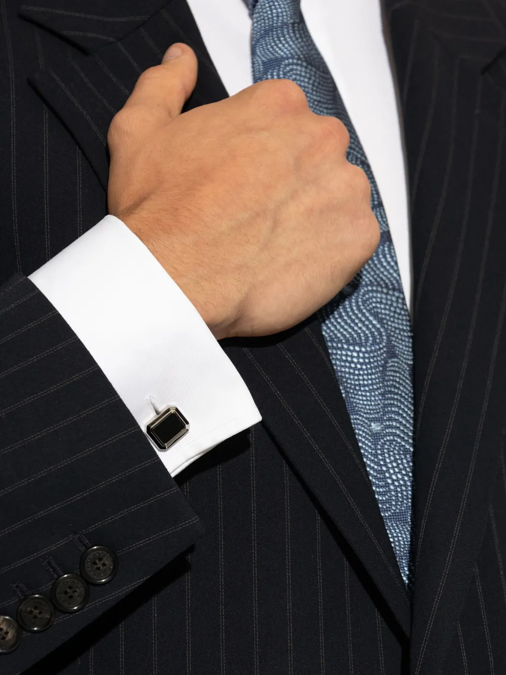Lanvin platinum-plated rectangular cufflinks - Zilver