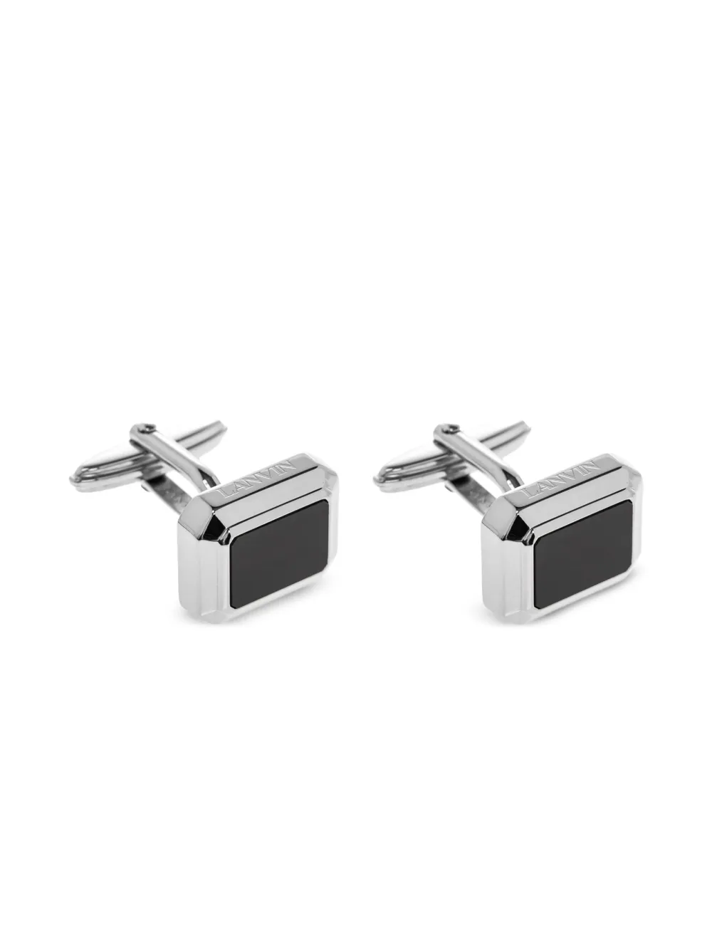 platinum-plated rectangular cufflinks