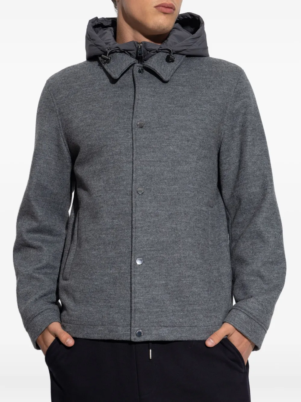 Woolrich Shirtjack met capuchon en knopen Grijs