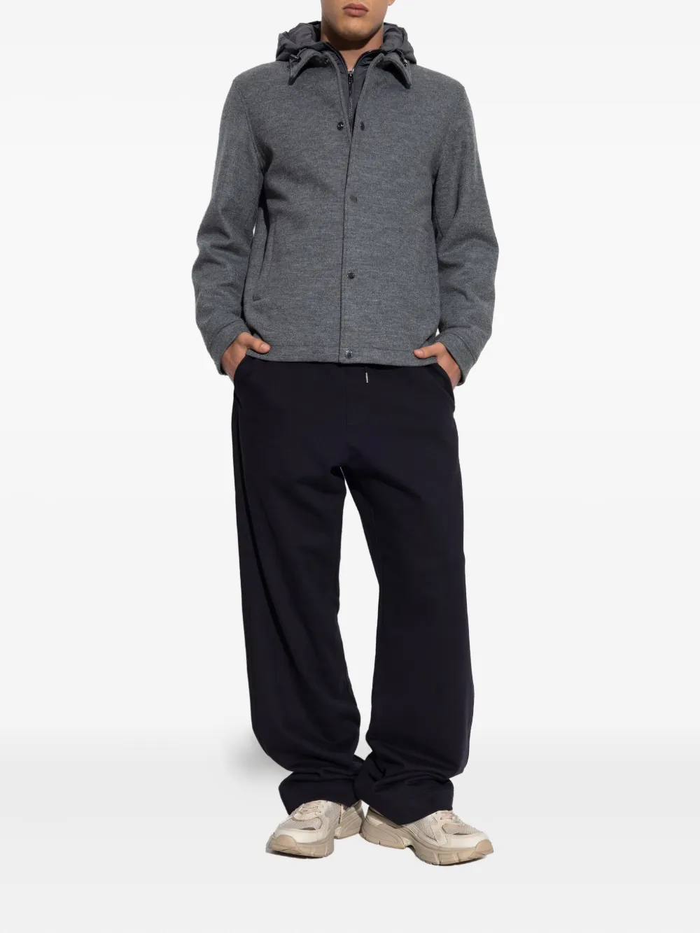 Woolrich Shirtjack met capuchon en knopen Grijs