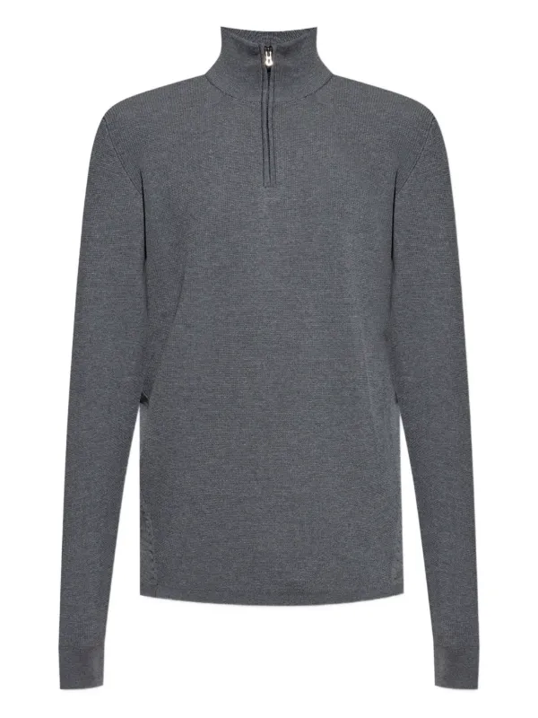 Sease Stand-collar Half-zip Sweater in Grey