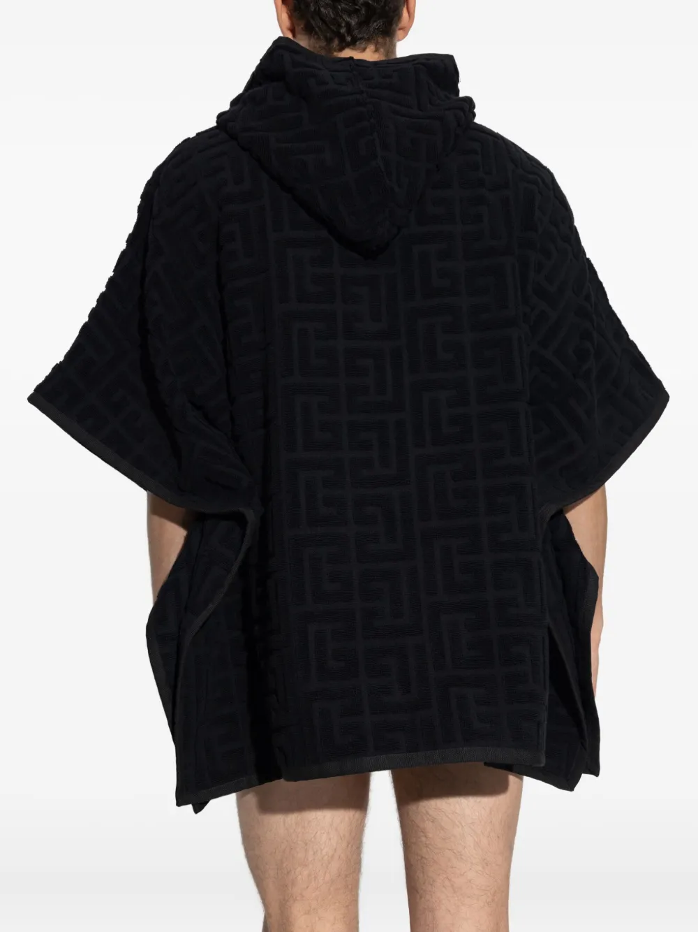 Balmain Poncho met geborduurd logo en capuchon Zwart