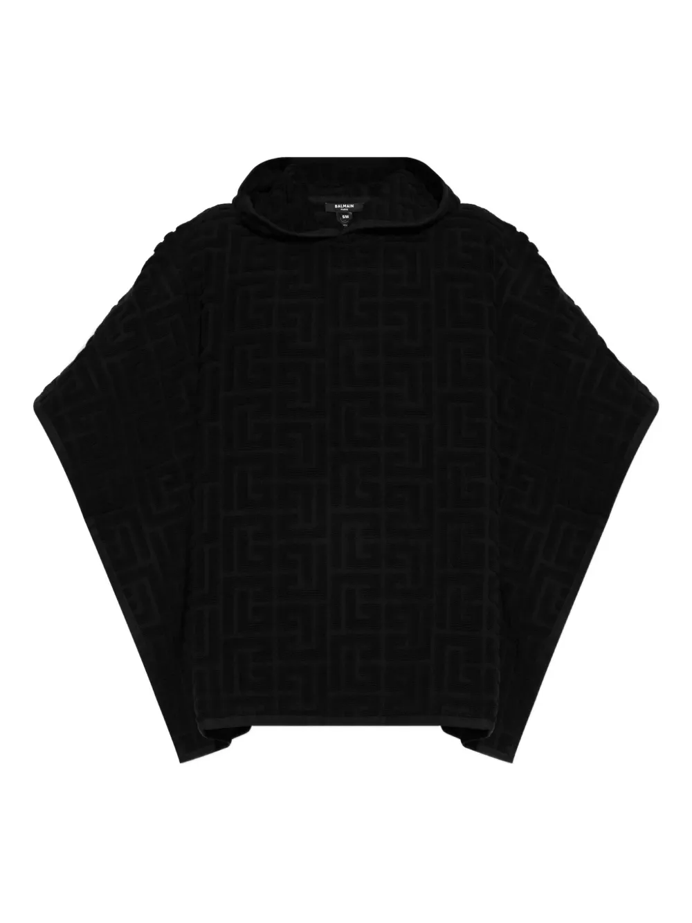 Balmain Poncho met geborduurd logo en capuchon Zwart