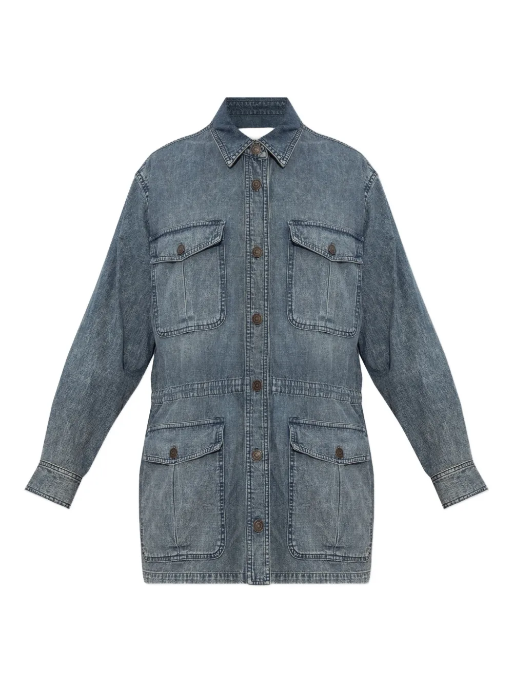 Isabel Marant Étoile Nossia Faded Blue Denim Shirt Jacket In Gray