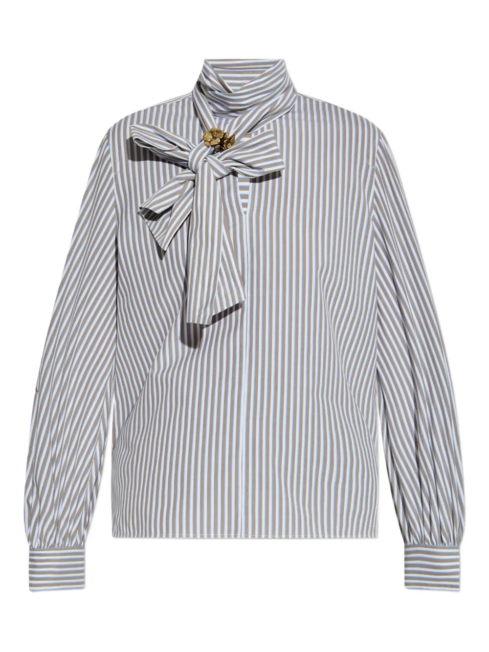 Max Mara Disco gestreepte blouse verfraaid met strik Bruin