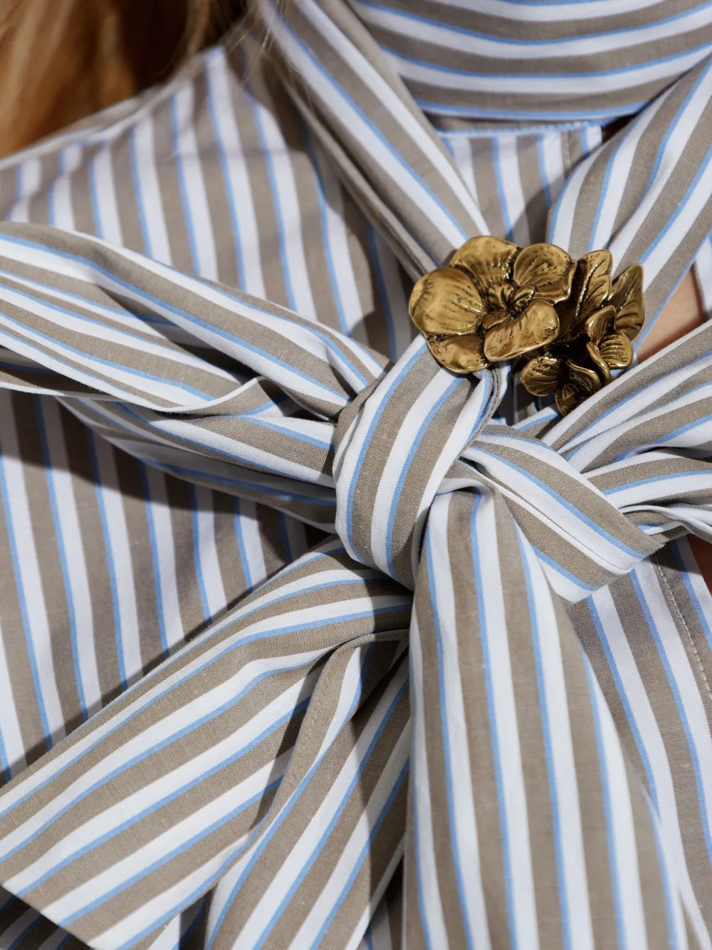 Max Mara Disco gestreepte blouse verfraaid met strik Bruin