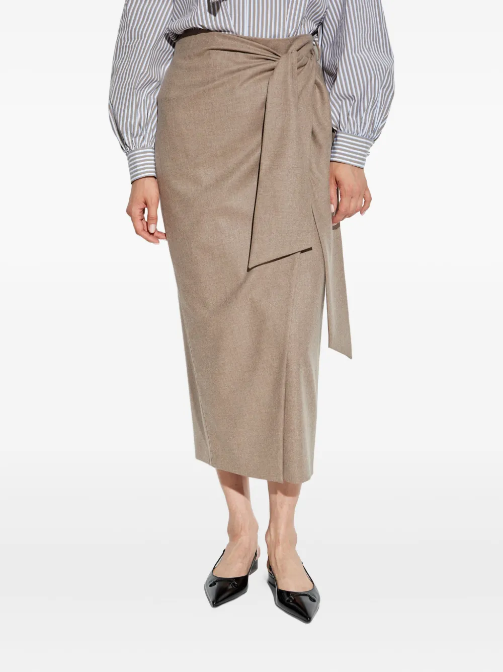 Max Mara "bingo" Wrap Skirt In Brown