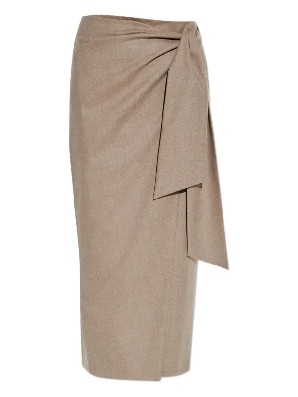 Max Mara Bingo Wrap-tie Midi Skirt in Neutrals