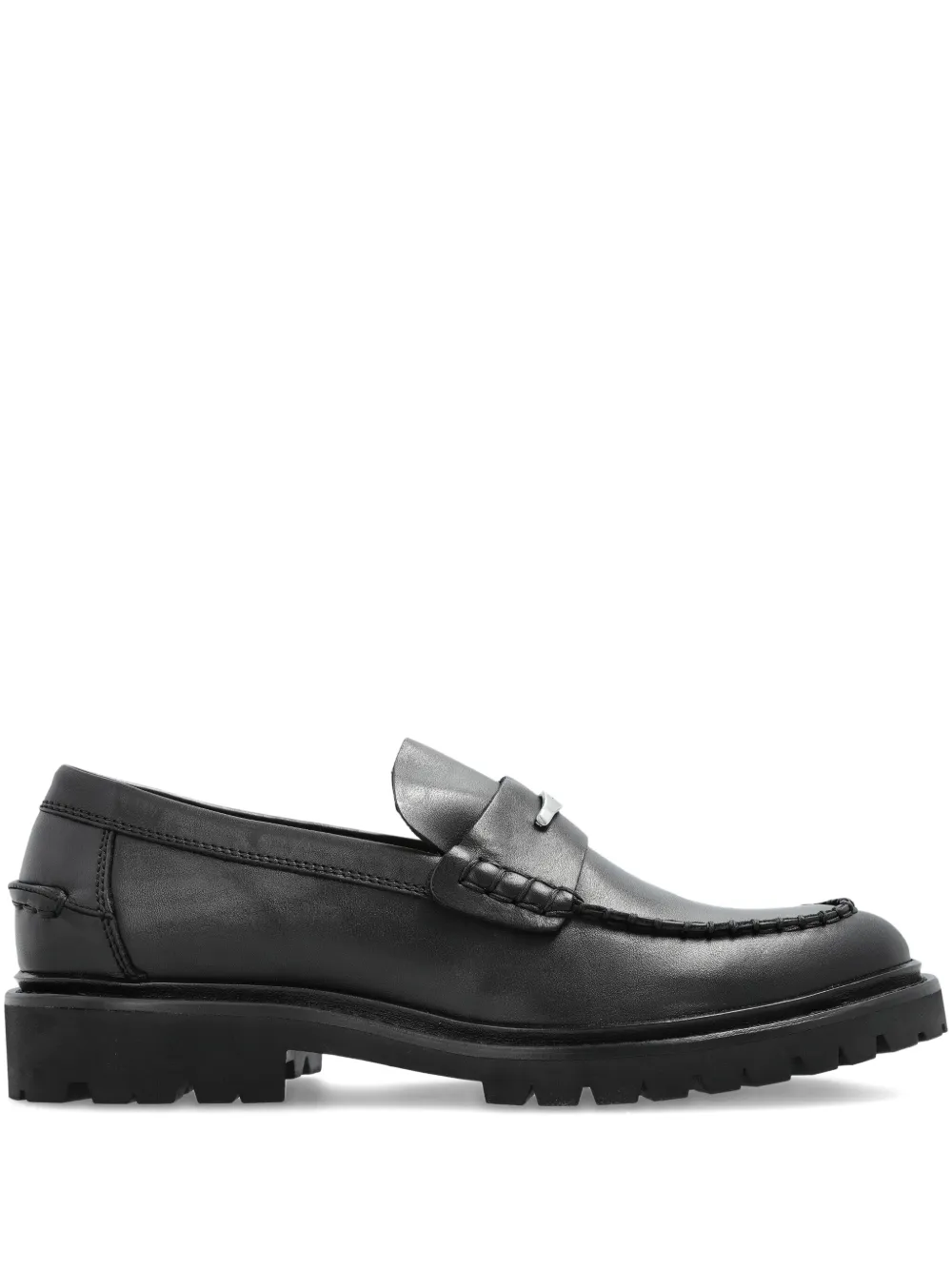 MARANT logo-plaque leather loafers Black