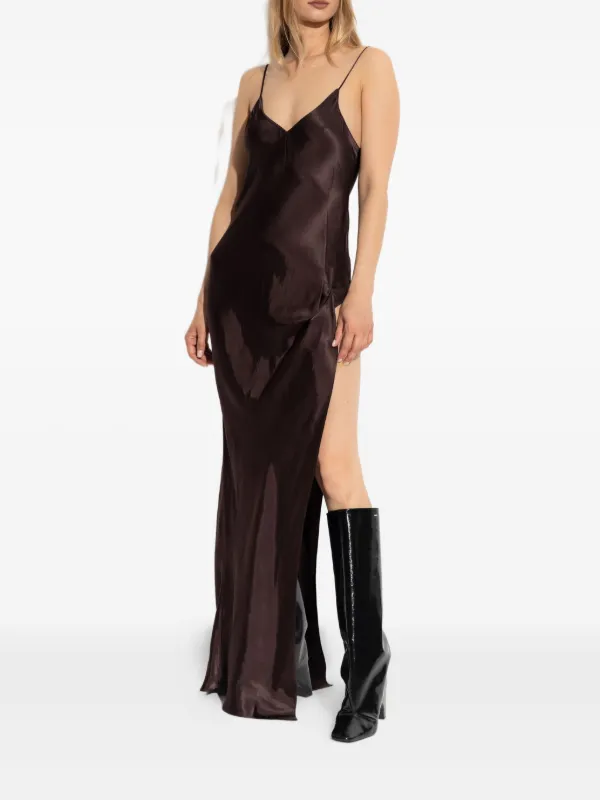 side slit slip dress Vetements Long Satin Dress With Slit
