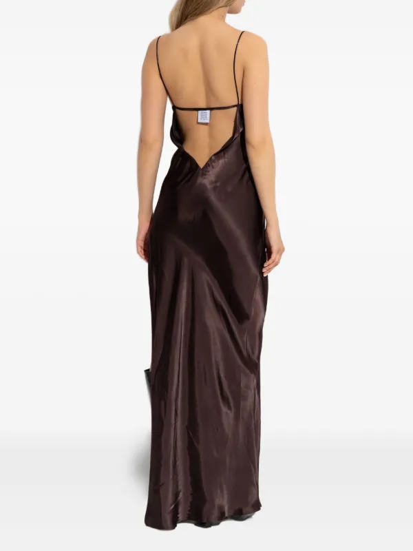 Vetements Side-Slit Maxi Slip Dress - Brown