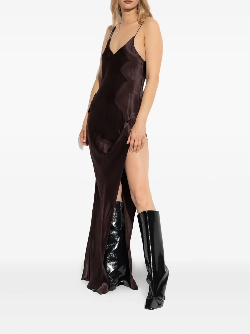 VETEMENTS Maxi-jurk met zijsplit Bruin