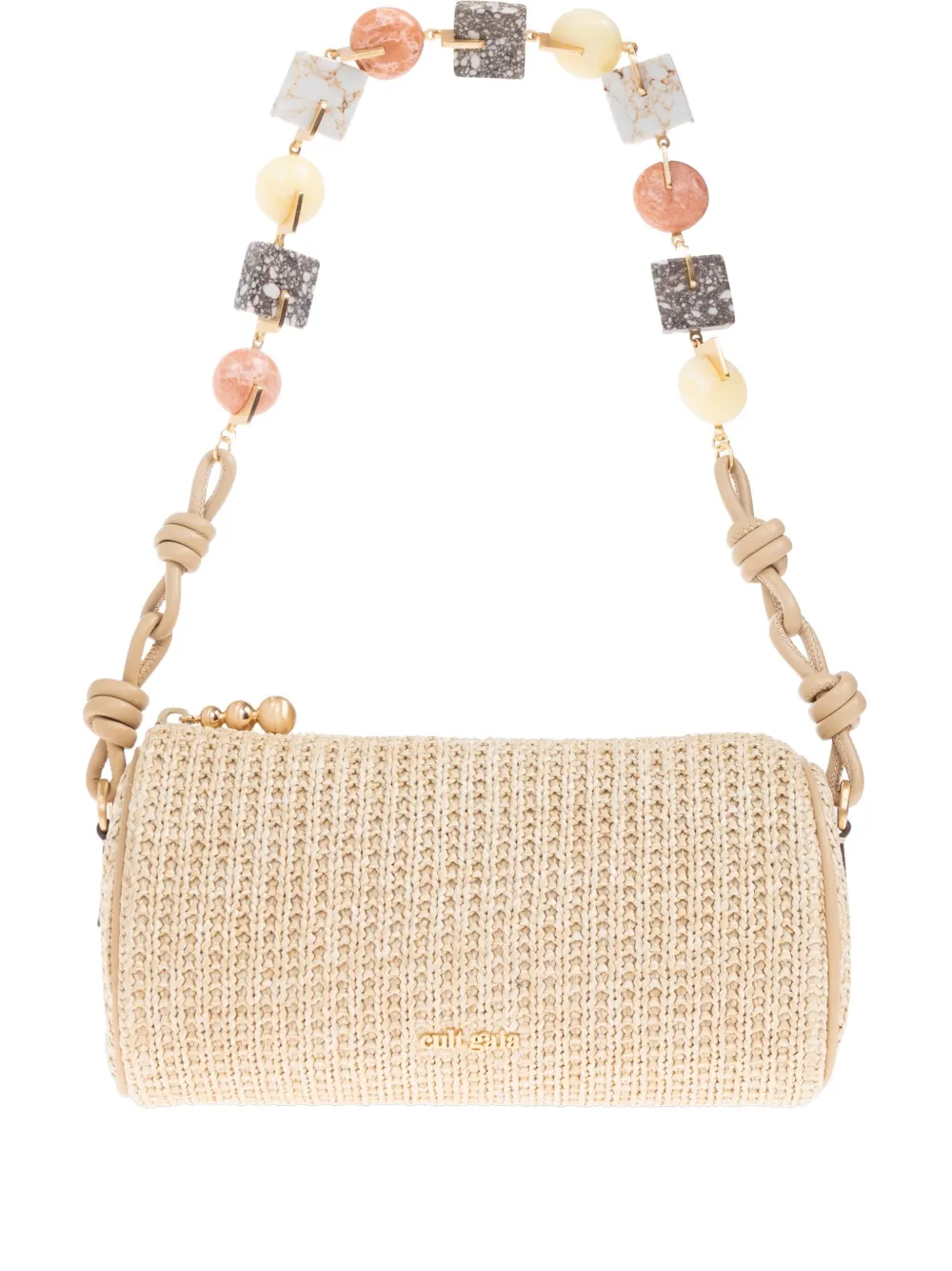 beaded cylindrical shoulder bag