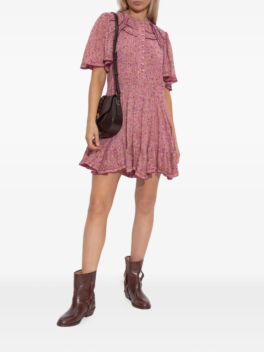 MARANT ÉTOILE Mini-jurk met ruches en bloemenprint - Roze