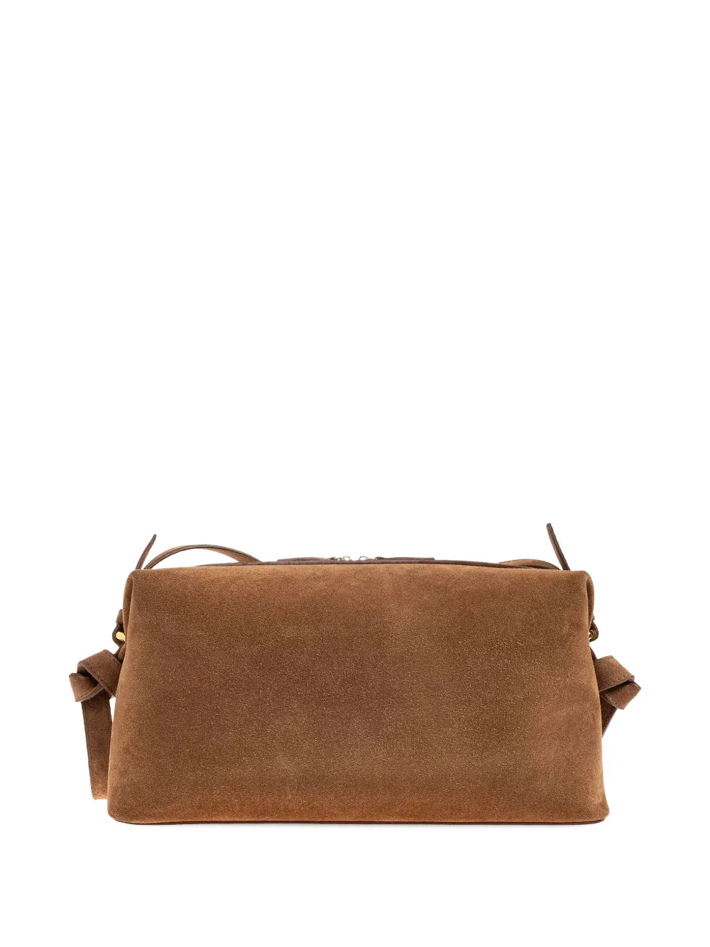 Yuzefi Brioche knotted suede shoulder bag Bruin