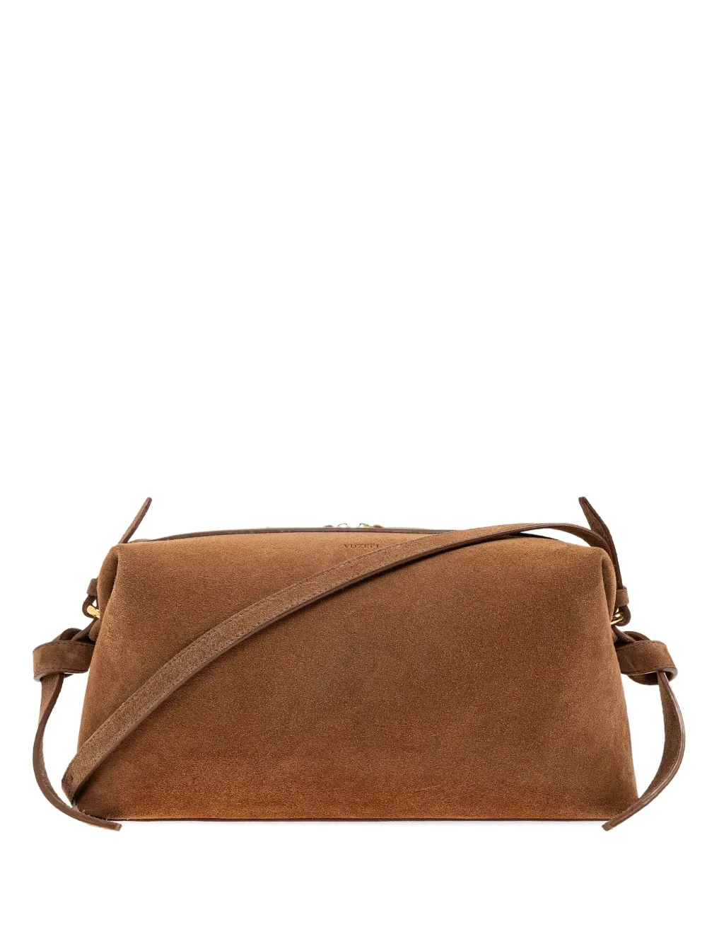 Yuzefi Brioche knotted suede shoulder bag Bruin