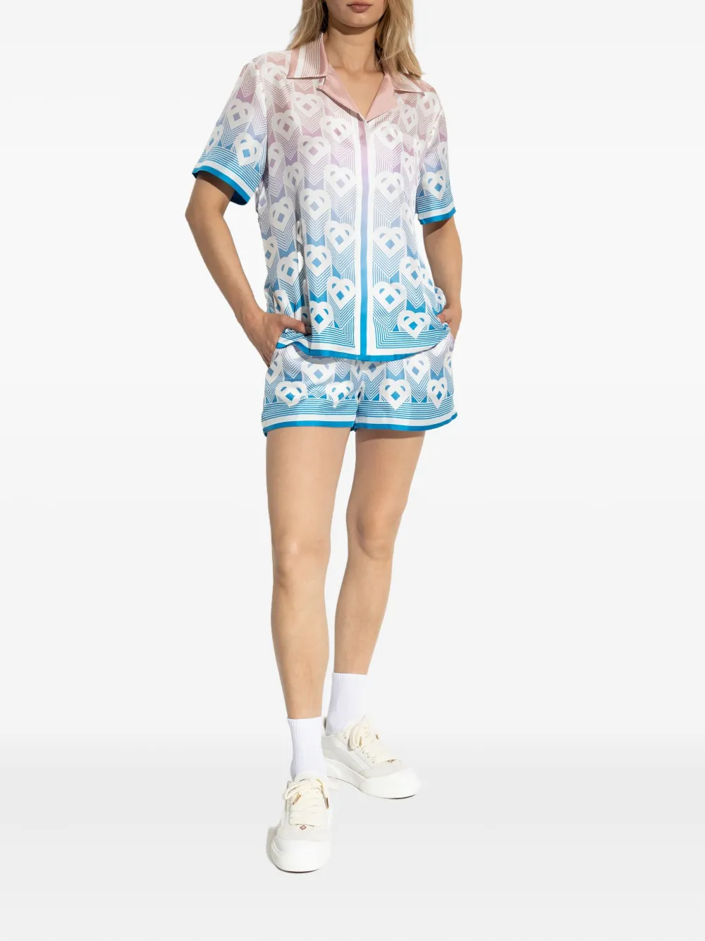 Casablanca Zijden blouse met Heart-monogram Blauw