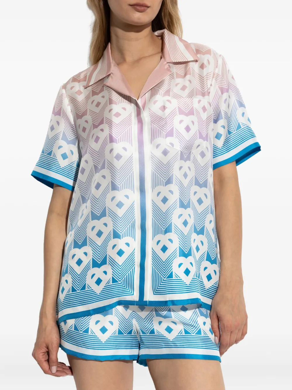 Casablanca Zijden blouse met Heart-monogram Blauw