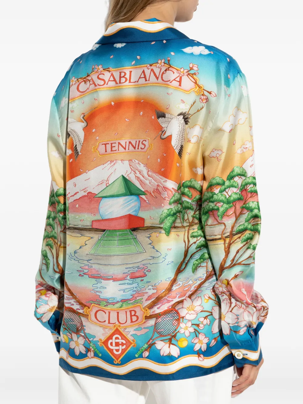 Casablanca Tennis Club zijden shirt Blauw