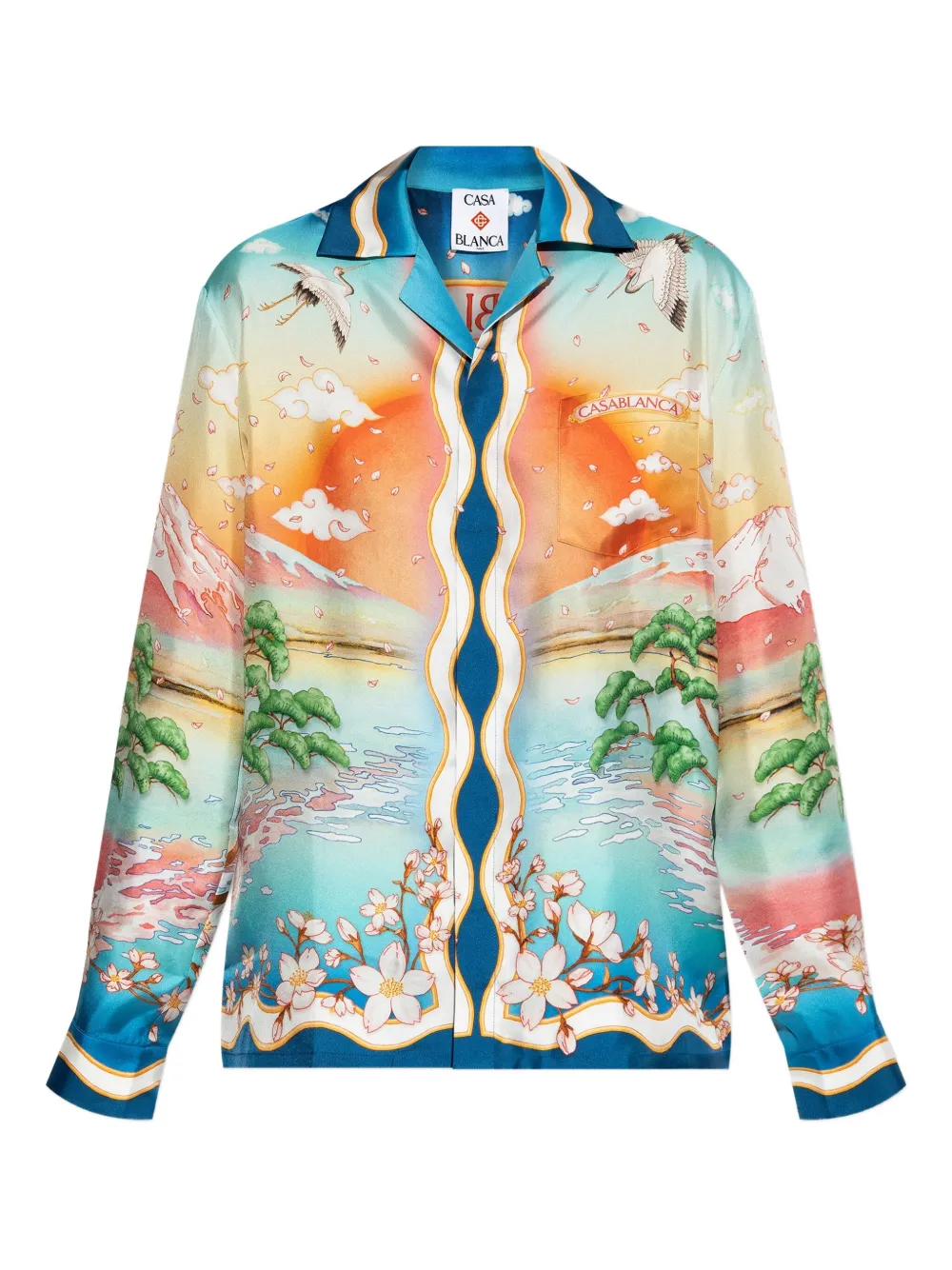 Casablanca Tennis Club silk shirt Blauw