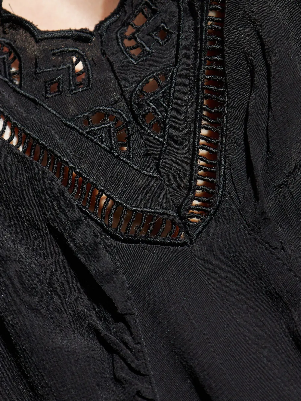 ISABEL MARANT lace-insert pleated dress Zwart