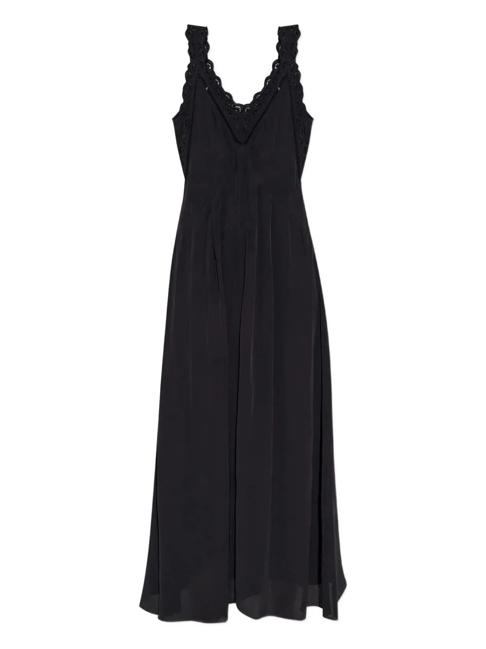 ISABEL MARANT lace-insert pleated dress Zwart