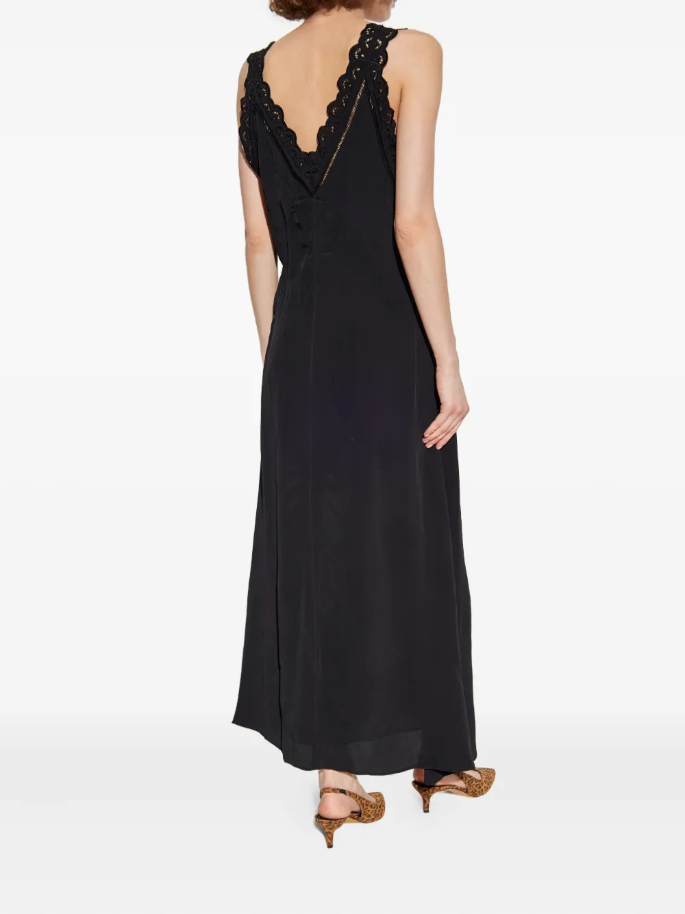 ISABEL MARANT lace-insert pleated dress Zwart