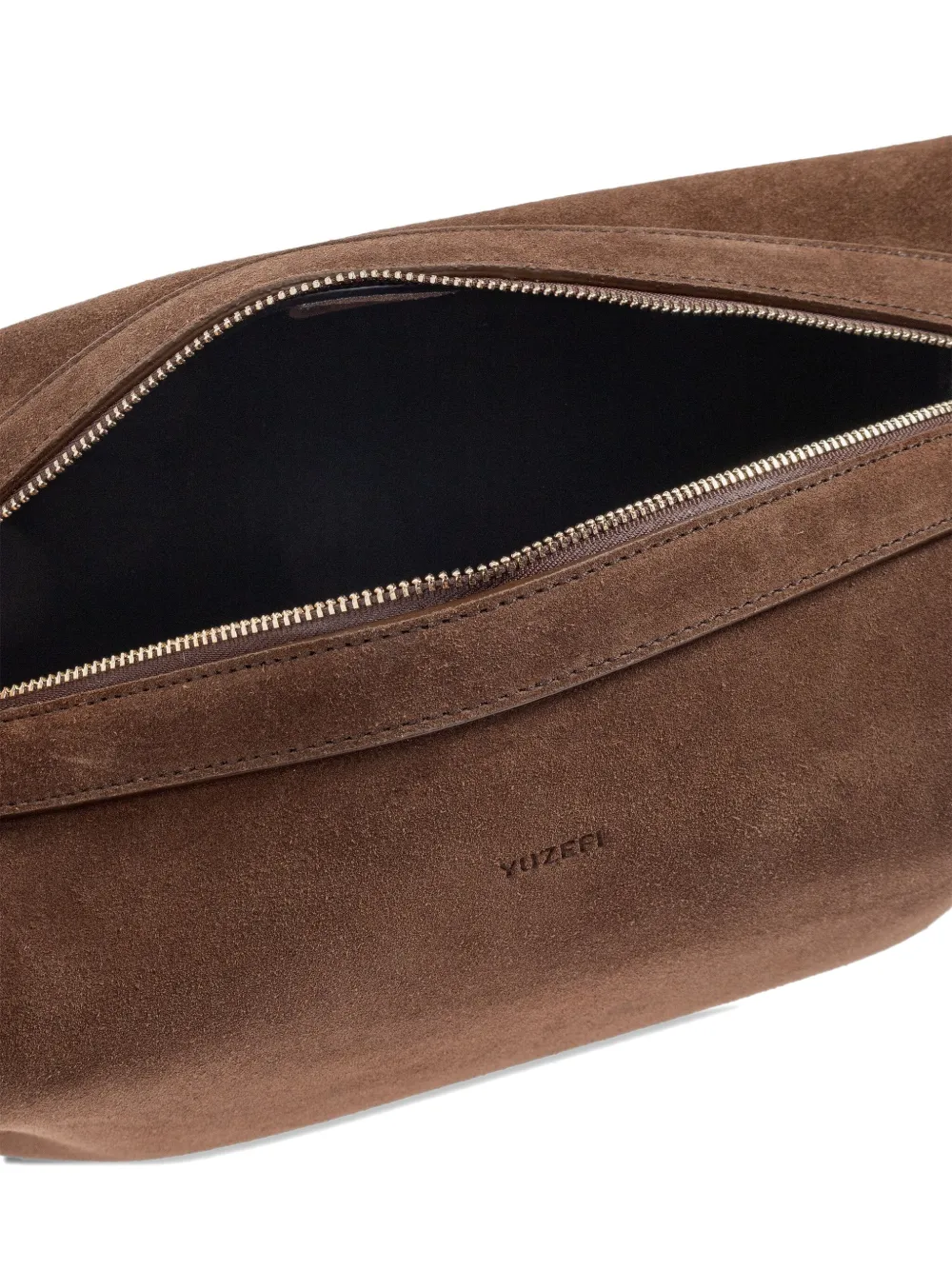 Yuzefi Brioche knotted suede shoulder bag Bruin