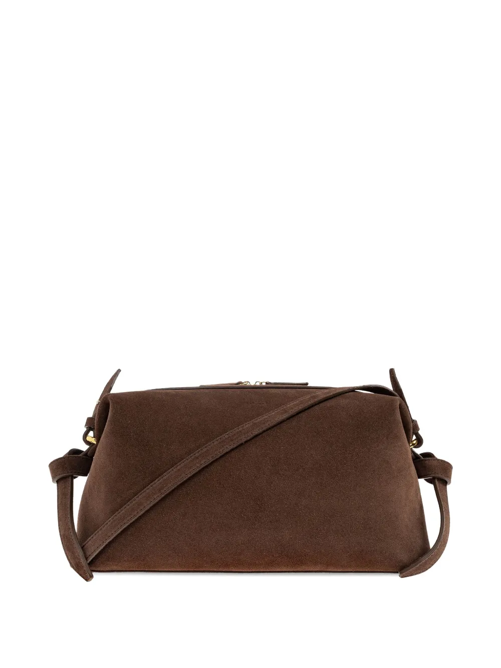 Yuzefi Brioche knotted suede shoulder bag Bruin