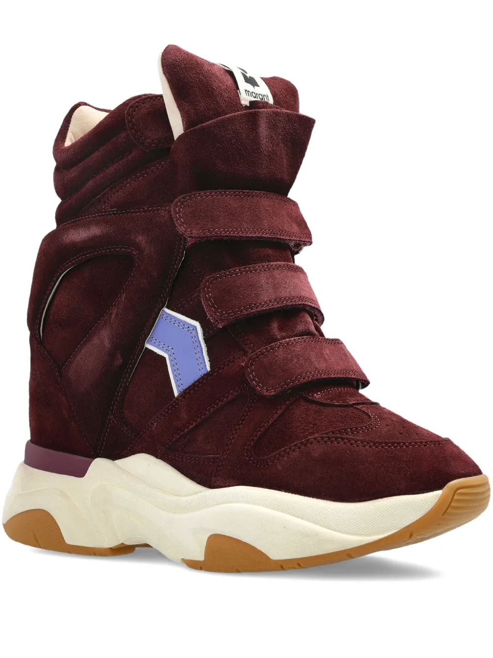 ISABEL MARANT 40mm suede-leather high-top wedge heel sneakers Red