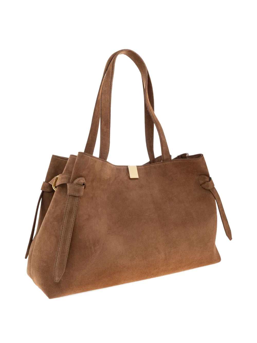 Yuzefi Gyoza knotted suede tote bag Bruin