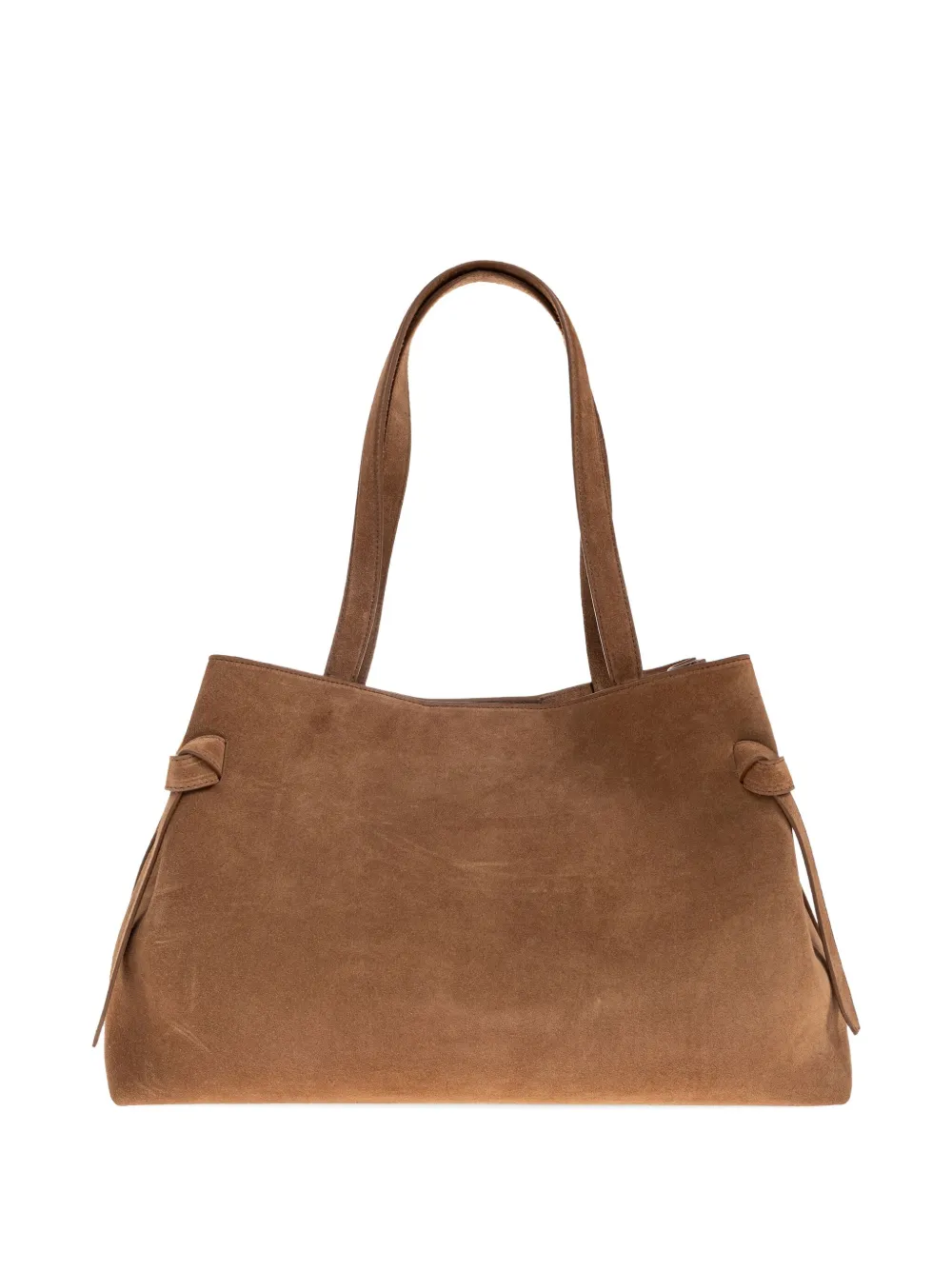 Yuzefi Gyoza knotted suede tote bag Bruin