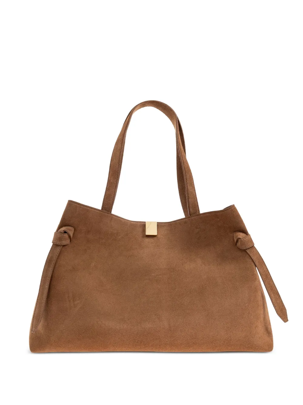 Yuzefi Gyoza knotted suede tote bag Bruin