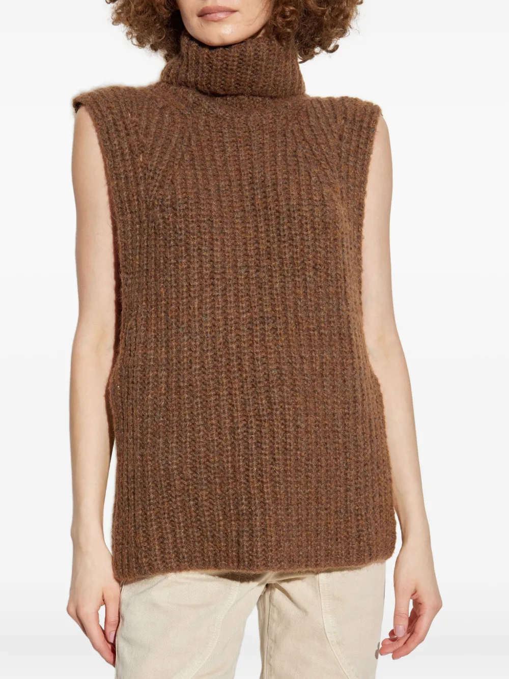 ISABEL MARANT turtleneck ribbed vest Bruin