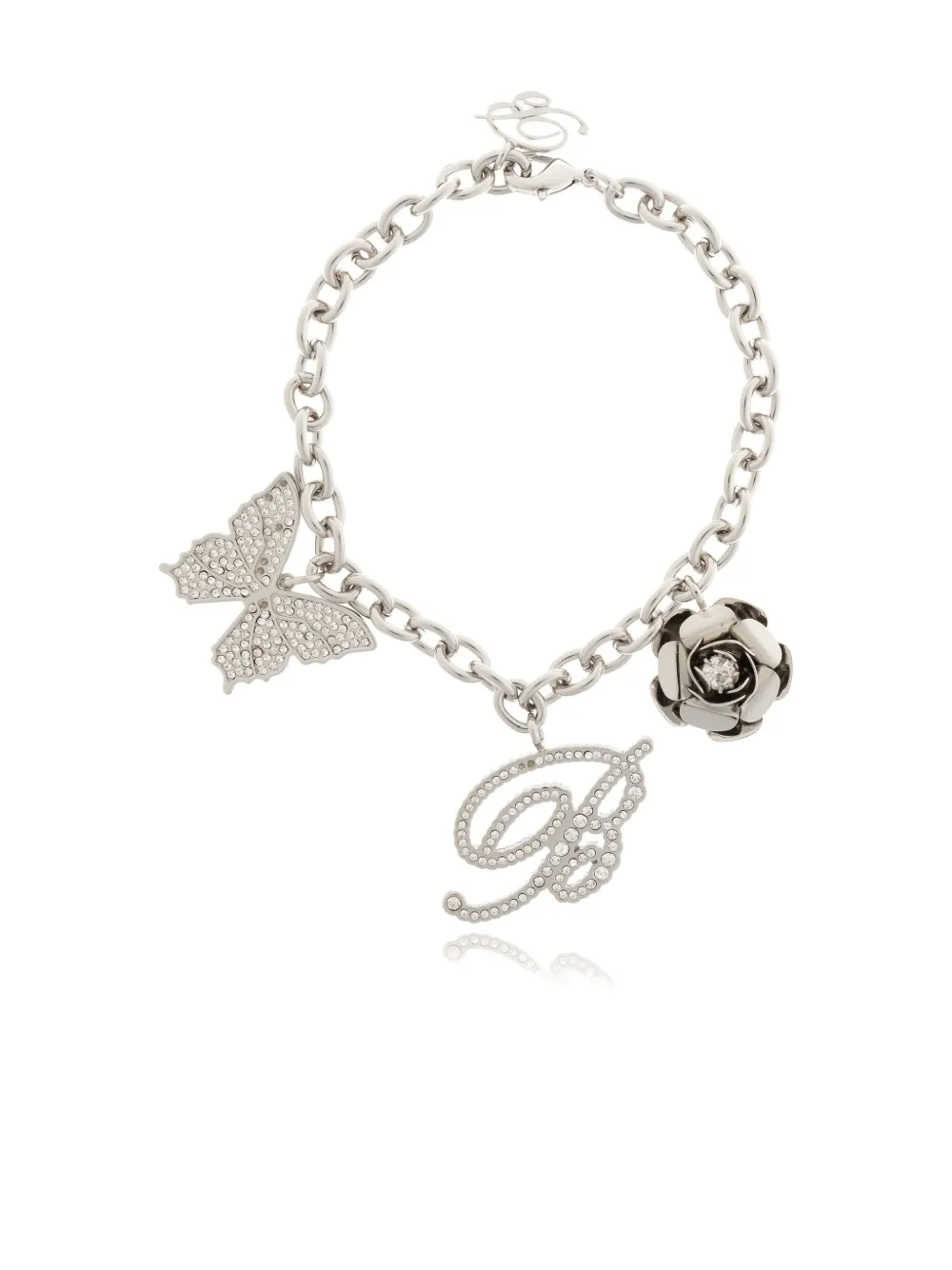 Blumarine Butterfly Rose Charm Bracelet In Metallic