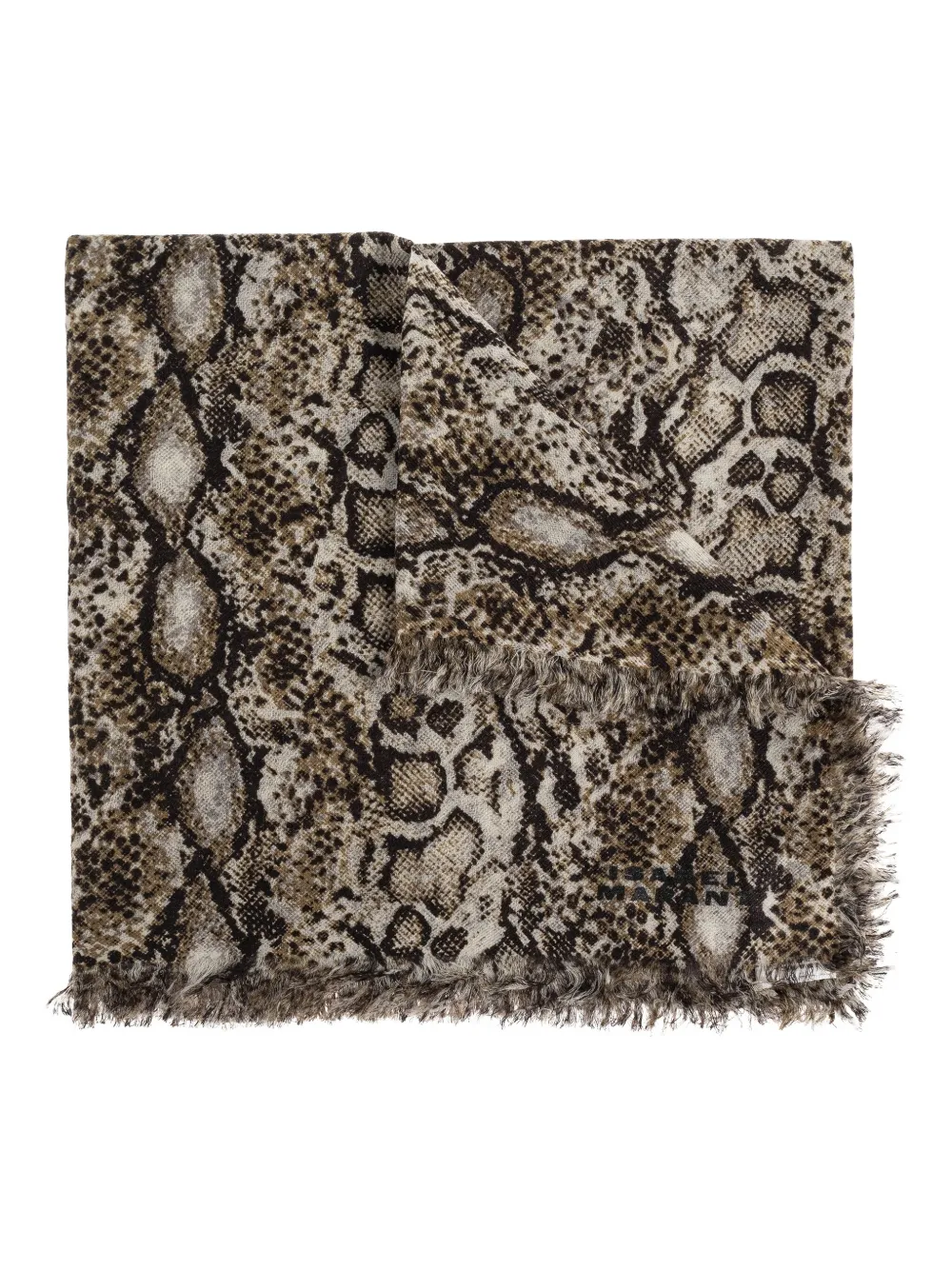 ISABEL MARANT snakeskin-print fringed scarf Zwart