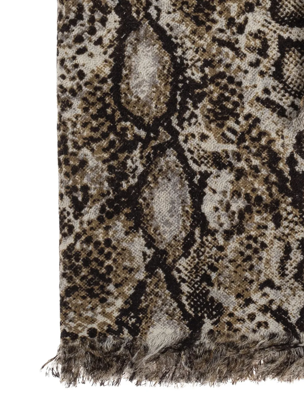 ISABEL MARANT snakeskin-print fringed scarf Zwart