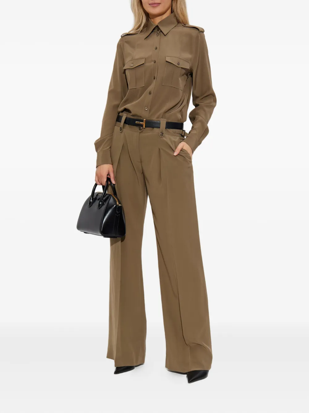 TOM FORD pleated button-fastening trousers Groen