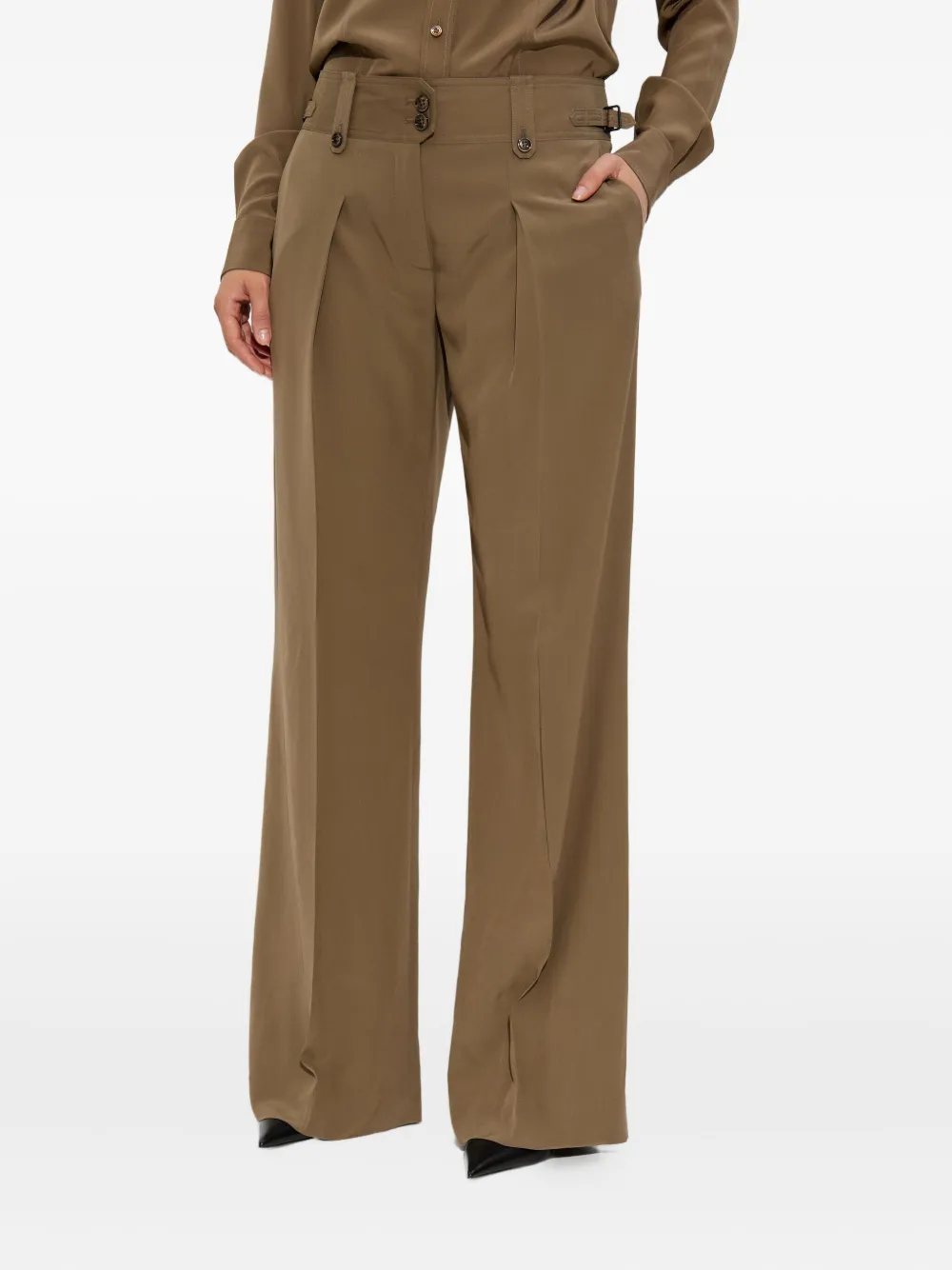 TOM FORD pleated button-fastening trousers Groen