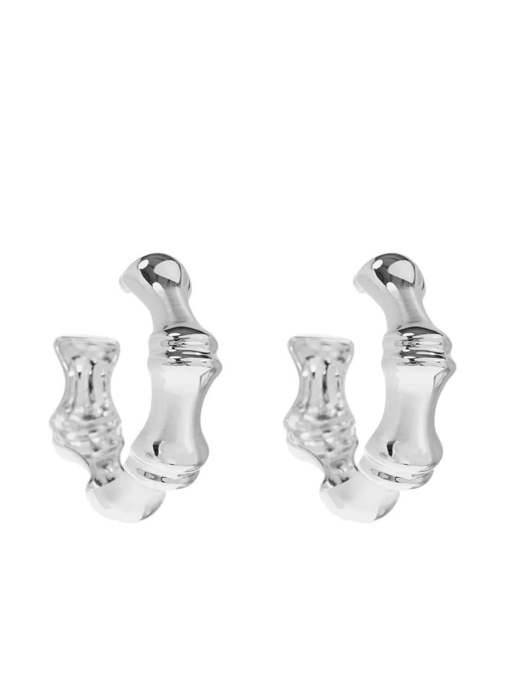 Cult Gaia Bamboo-shaped Hoop Earrings In Metallic