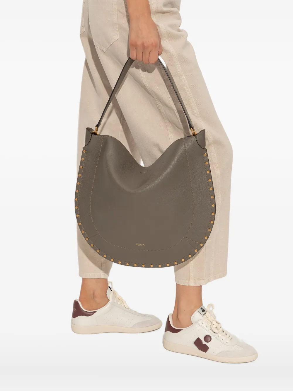 ISABEL MARANT studded half-moon tote bag - Groen