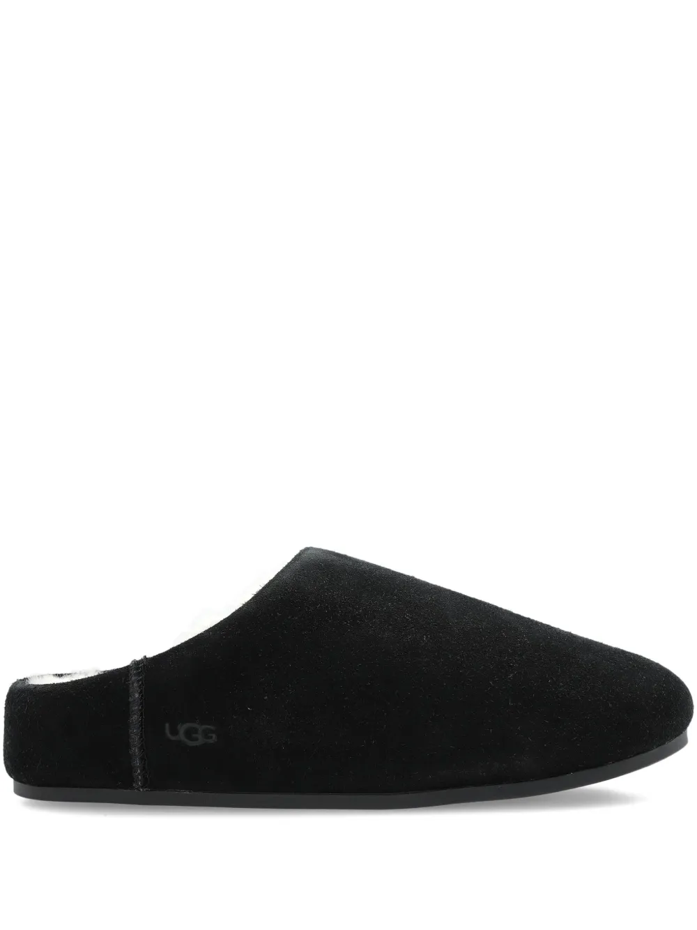 Ugg Suede Sheepskin Slippers In Black