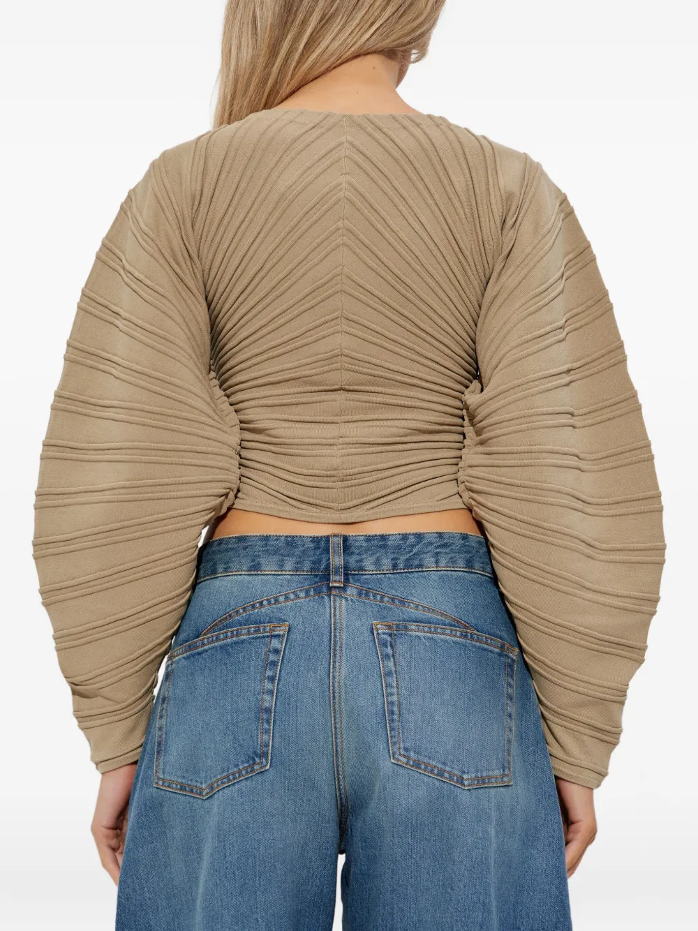 Cult Gaia Geplooid vest met ballonmouwen Beige