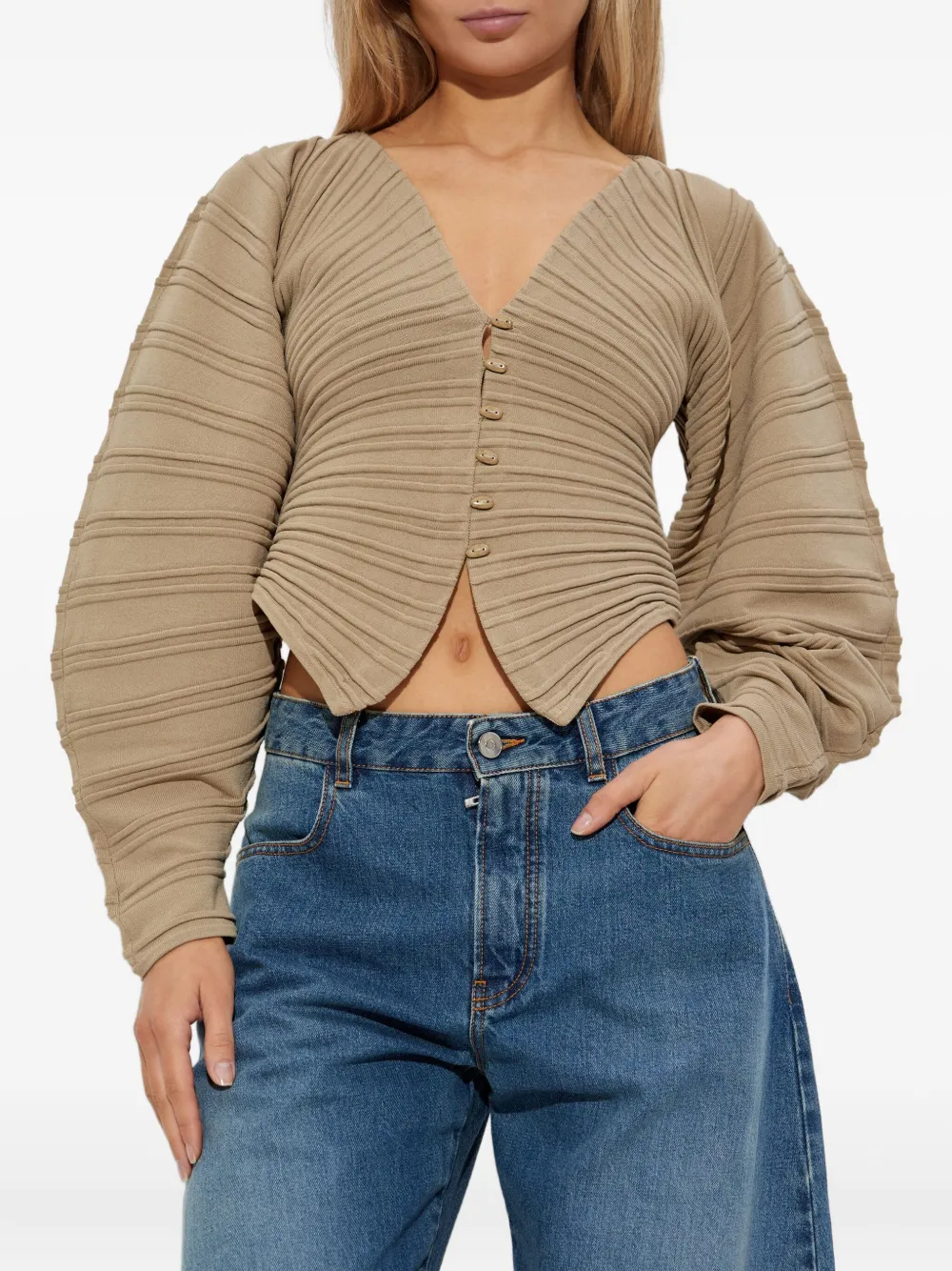 Cult Gaia Geplooid vest met ballonmouwen Beige