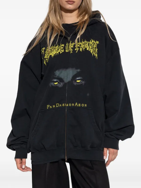 VETEMENTS graphic-print zip-up Hoodie | Black | FARFETCH