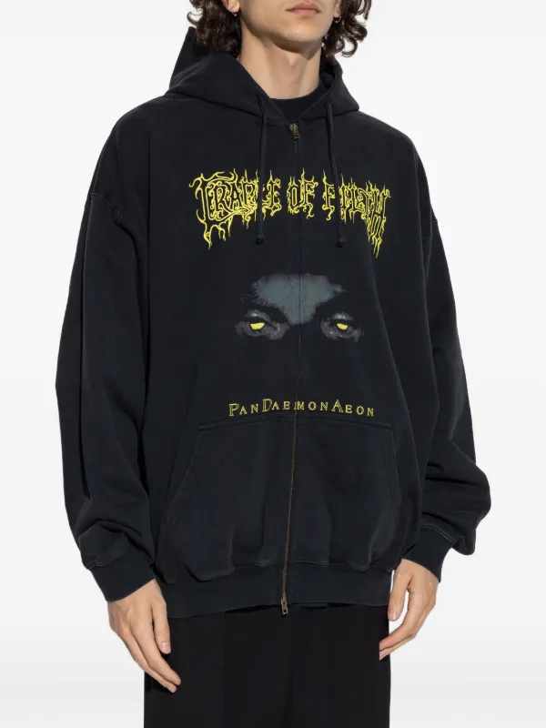 VETEMENTS graphic-print zip-up Hoodie | Black | FARFETCH