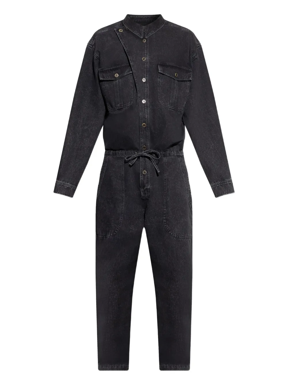 button-fastening pocket jumpsuit
